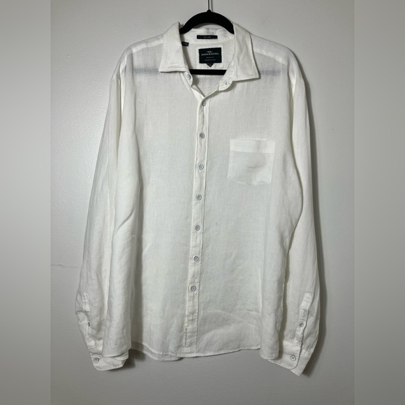 rodd and gunn 100% Linen‎ Woven In Italy Long Sleeve Button Down 3XL White - Picture 1 of 8